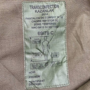 Pantalon de Combat T4 S2 Zone Tempérée Camouflage CE déclassé