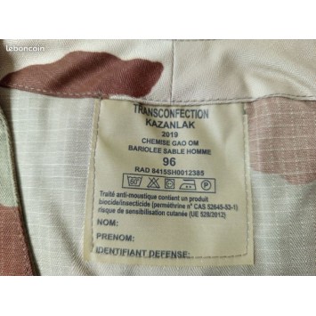Chemise Gao camouflage désert ripstop Neuve
