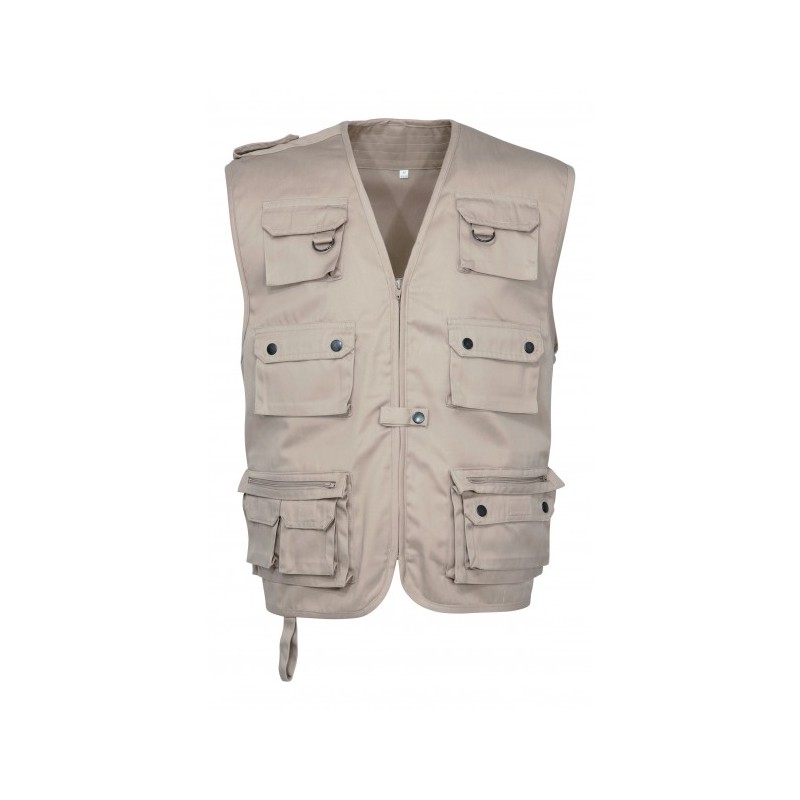 Gilet reporter multipoches beige