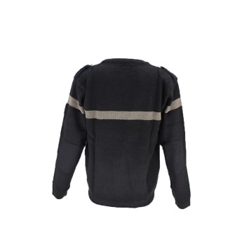 Pull noir avec bande grise brodé Sécurité
