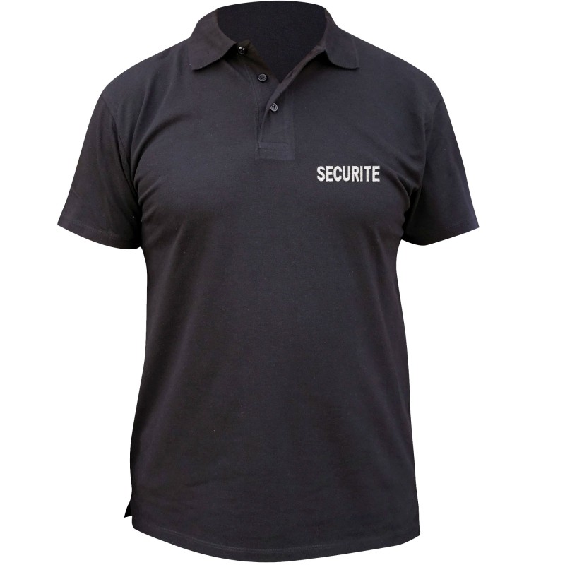 Polo noir brodé "Sécurité"