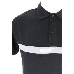 Polo noir + bande grise brodée "Sécurité"