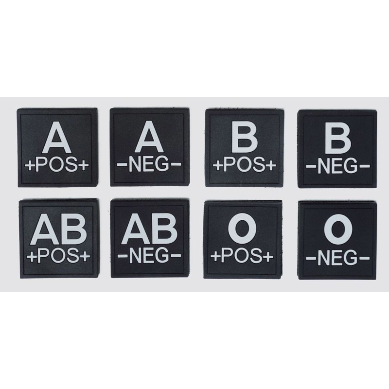 Écusson silicone Groupe sanguin Noir