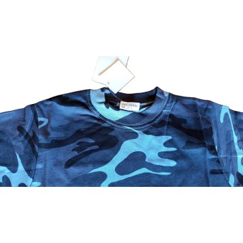Tee-shirt militaire Enfant Camouflage bleu