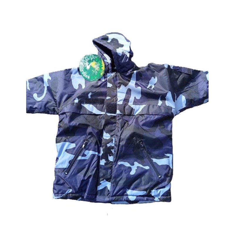 Coupe-vent fourré camouflage bleu