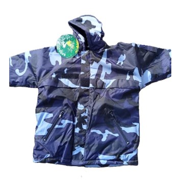 Coupe-vent fourré camouflage bleu