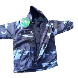 Coupe-vent fourré camouflage bleu