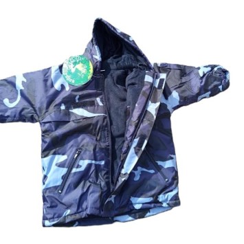 Coupe-vent fourré camouflage bleu